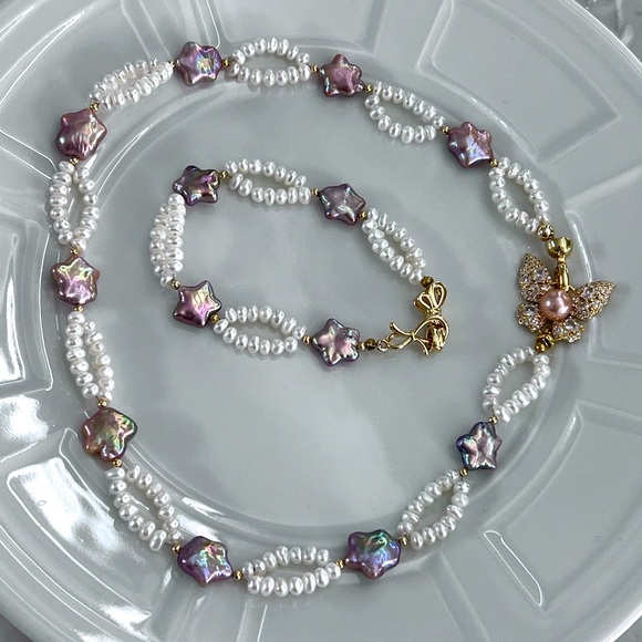 🌈🌟 Handmade Freshwater Unicorn 🦄 Purple Star Baroque Pearl